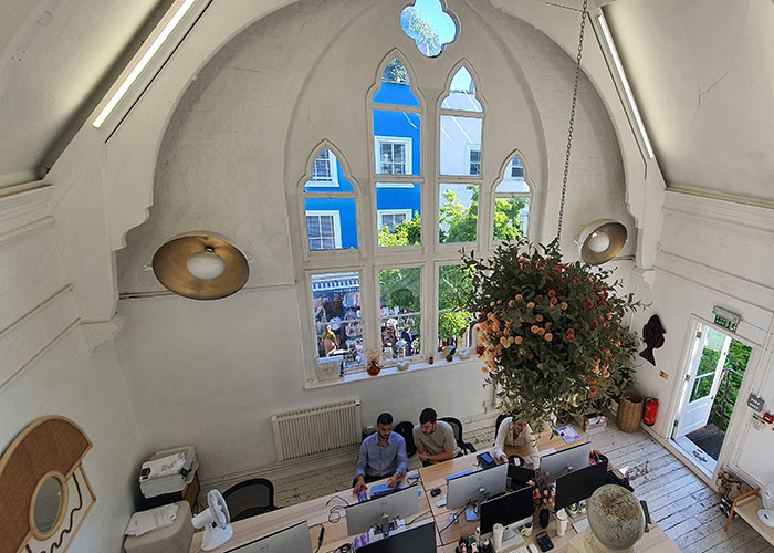 Stunning Studio Office/Showroom To Let, 930 sq ft (86 sq m), First and Gallery Floors, St Peter’s Church Hall, 59a Portobello Road, Notting Hill, London W11 | JMW Barnard Commercial Property Agents'; ?>